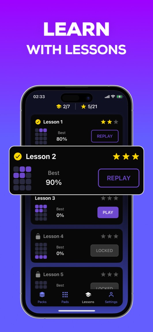 Beat Maker - Drum Machine Pro iOS app showing customization options